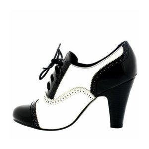 Chic Black and White Heeled Boots